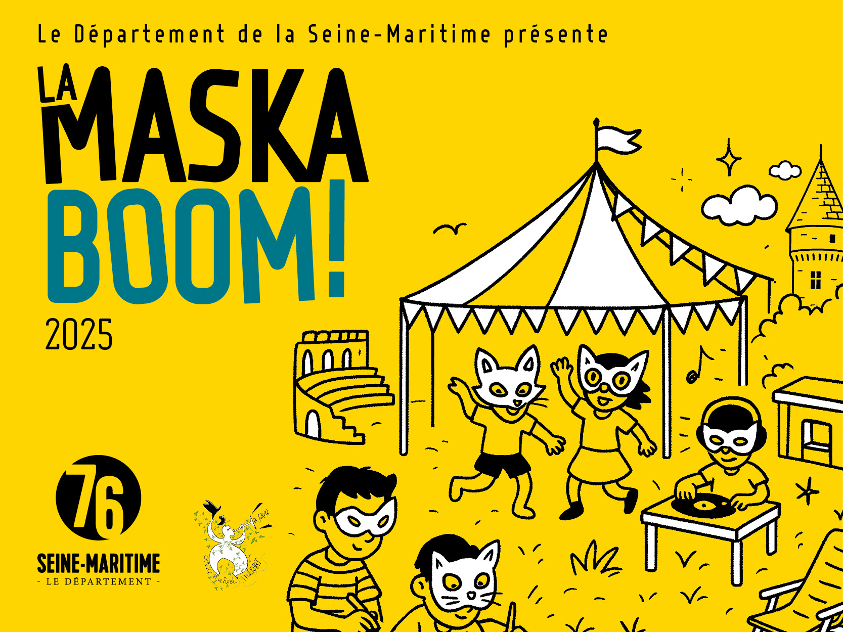 affiche jaune avec des dessins